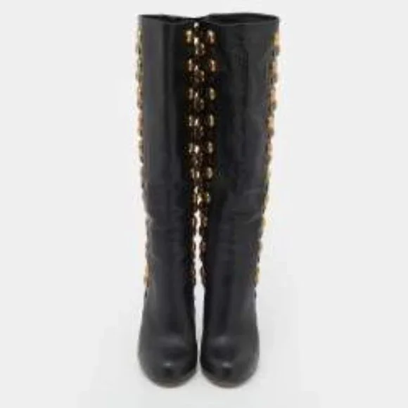 GUCCI Leather Studded Accents Boots - Picture 3 of 6